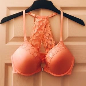 Aerie Coral Lace Racerback Push-Up Bra